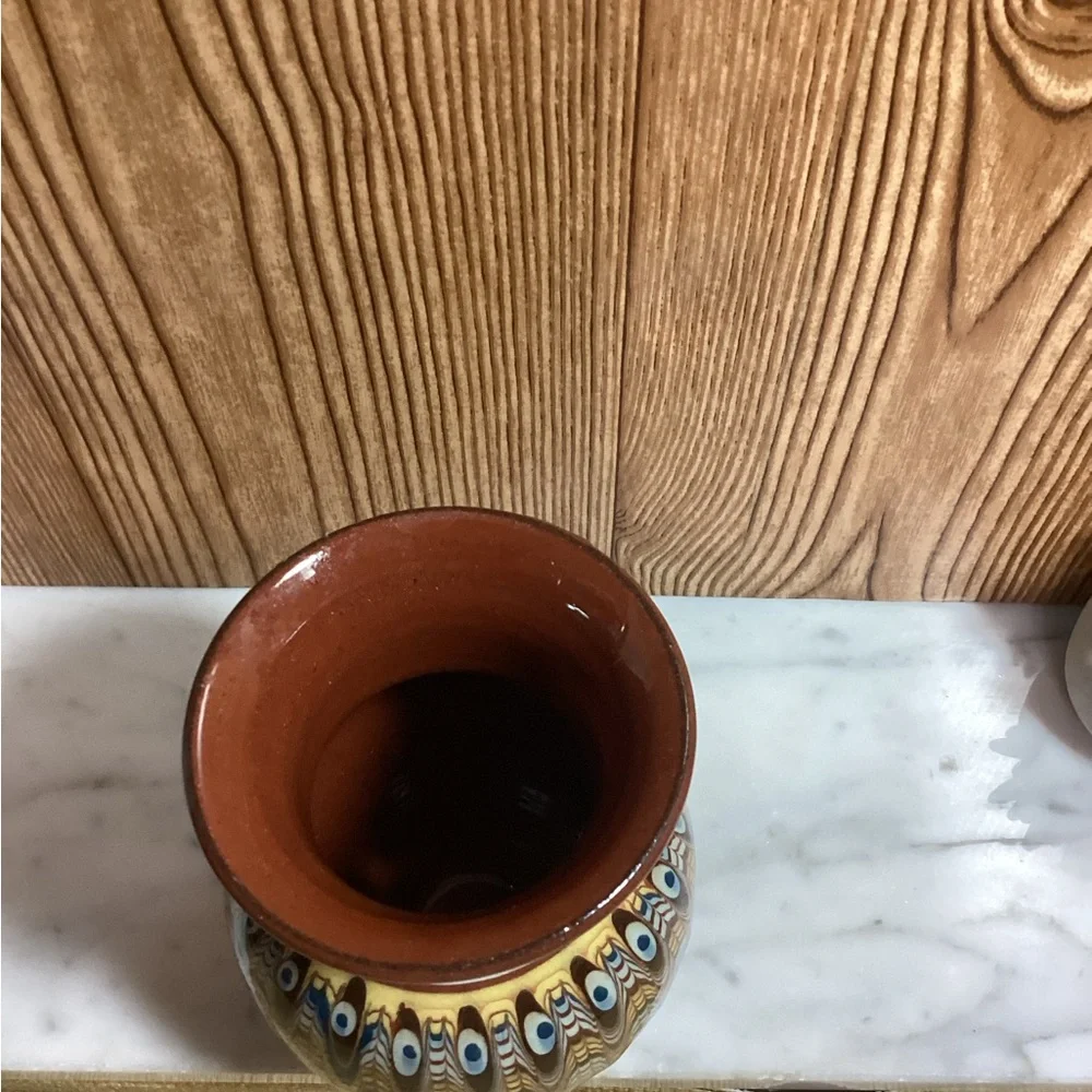 Vintage BULGAR Redware Slip Glaze 6” Vase
